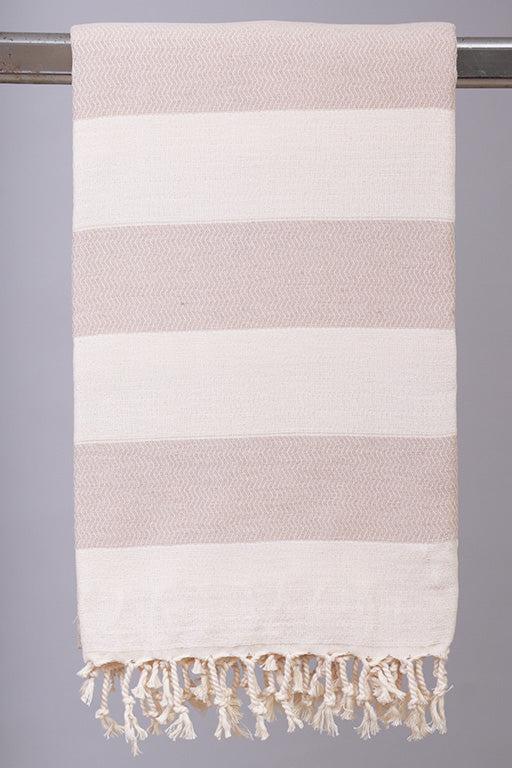 Beige Hamam June håndklæde med vævet mønster